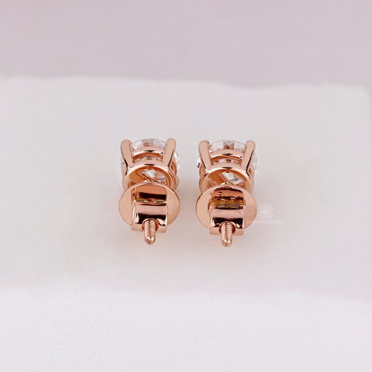 Rose Gold Stud Earrings 1.60 TCW - Round Diamond