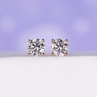 Rose Gold Stud Earrings 0.50 TCW in Round Cut