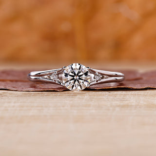 Split shank ring four prong setting handmade ring lab grown diamond.
