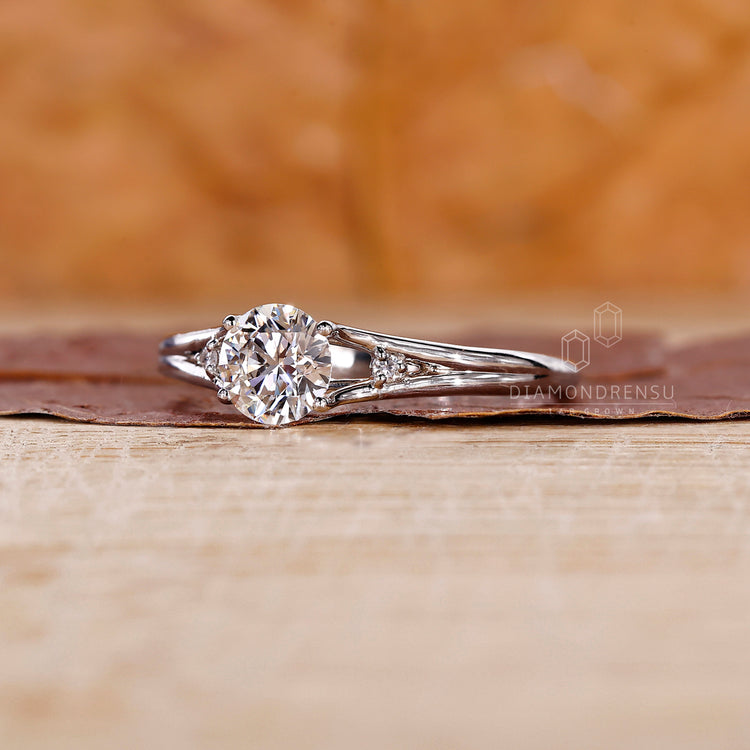 White gold engagement ring diamondrensu engagement ring split shank engagement ring.
