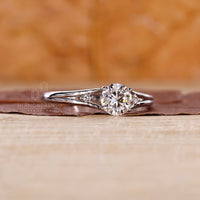 Diamondrensu engagement ring white gold engagement ring four prong setting.

