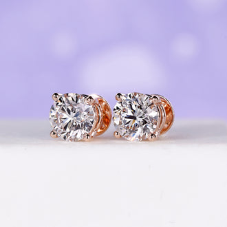 Diamond Stud Earrings 2.50 TCW - Rose Gold