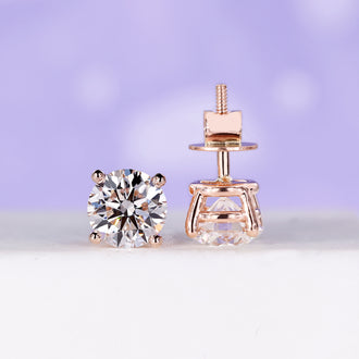 Diamond Stud Earrings 2.50 TCW - Rose Gold