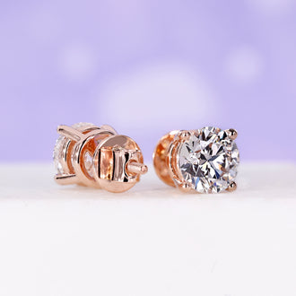 Diamond Stud Earrings 2.50 TCW - Rose Gold
