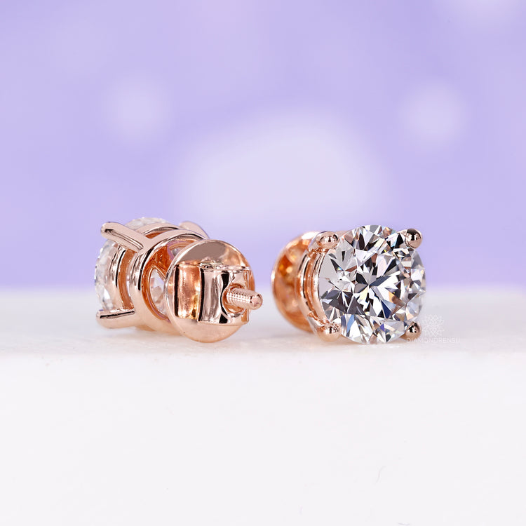 Diamond Stud Earrings 2.50 TCW - Rose Gold