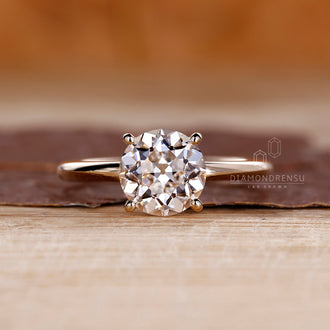 Round old European cut solitaire diamond ring.
