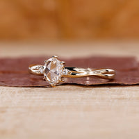 Oval Rose Cut Engagement Ring featuring a soft, romantic design.
