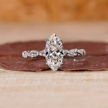 Marquise Diamond Engagement Ring with a sleek handcrafted design.