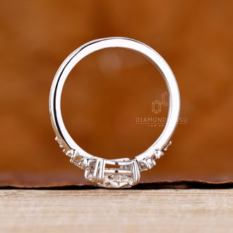 Lab Grown Diamond oval rose cut ring with white gold setting.
