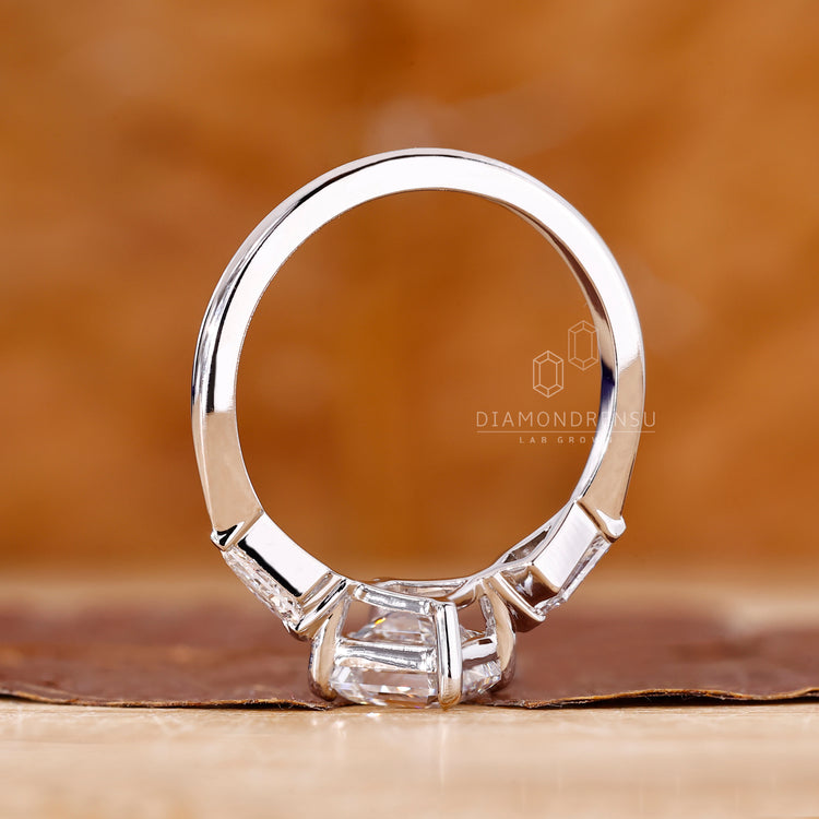 White gold engagement ring with a polished finish.
