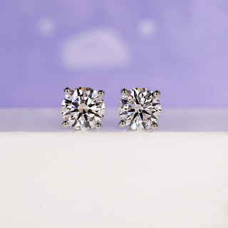3.0 Carat Diamond Earrings with a secure 4 prong diamond stud setting for timeless elegance.
