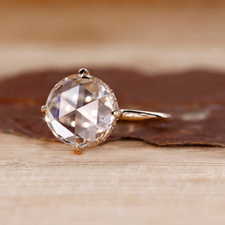 Rose cut diamond engagement ring in yellow gold
