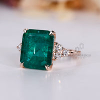 Handmade emerald gemstone engagement ring.
