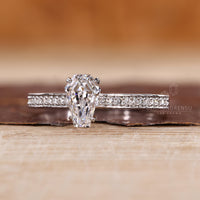 IGI certified coffin cut diamond ring with heart shape prong setting.