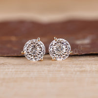 Portuguese cut lab grown diamond stud earrings with push backs.