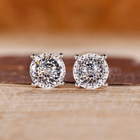 Portuguese cut lab grown diamond stud earrings with screw backs.
