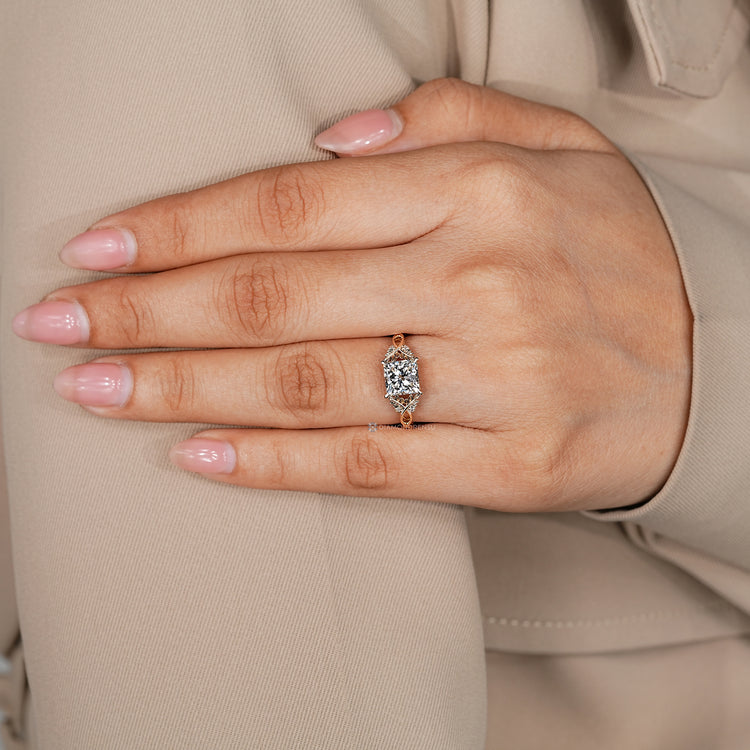 IGI certified lab grown princess cut diamond ring.
