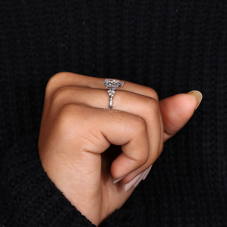 A sparkling pear diamond nestled in a V Prong Setting for a secure and elegant look.