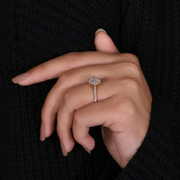 Pave Band Engagement Ring with a timeless cushion cut design.