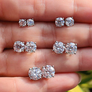Round Cut Moissanite Stud Earrings.