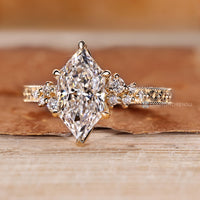 IGI certified Dutch marquise ring with tulip setting and milgrain details.