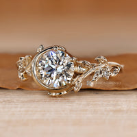 Lab grown diamond bezel engagement ring handmade.