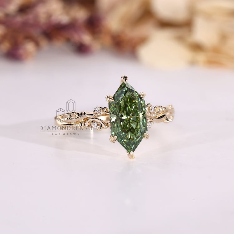 IGI certified Dutch marquise ring with round side stone details.