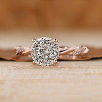 IGI certified lab grown diamond complements the hidden halo.