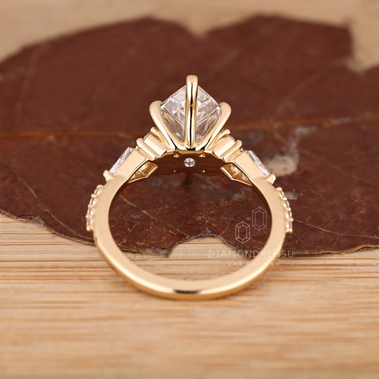 IGI Certified Lab Grown Diamond in Dutch Marquise six claw prong setting.
