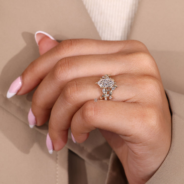 Dutch marquise bridal set with lab grown diamonds