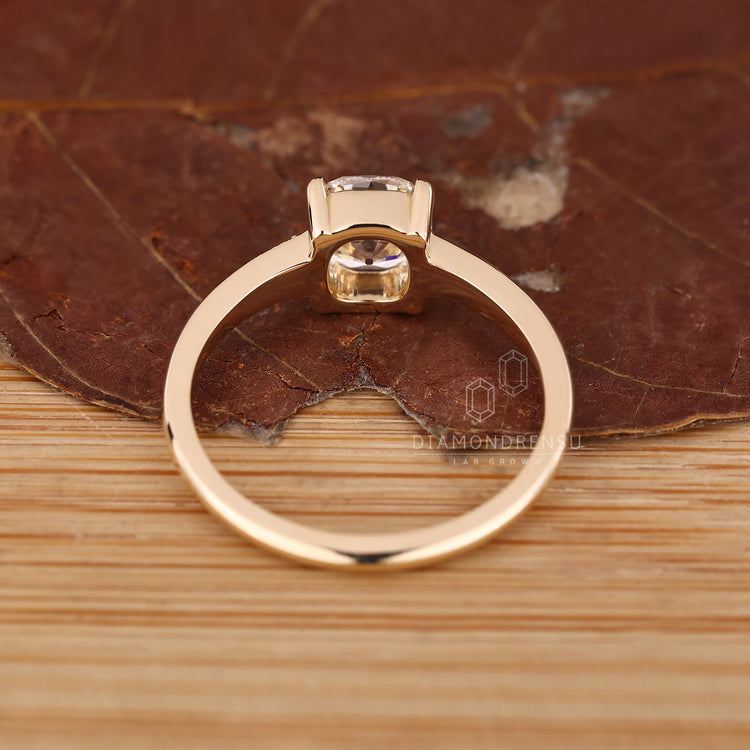 Old Mine Cut Diamond Ring With Classic Four Claw Prong Design.
