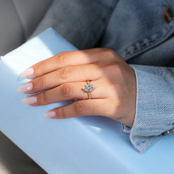Marquise engagement ring with an open gallery.