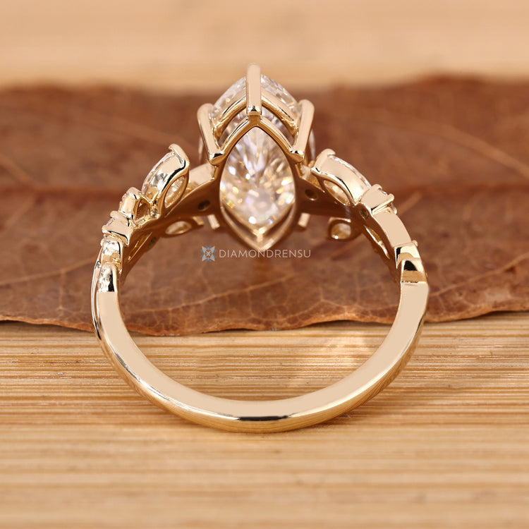 IGI certified lab grown marquise engagement ring.