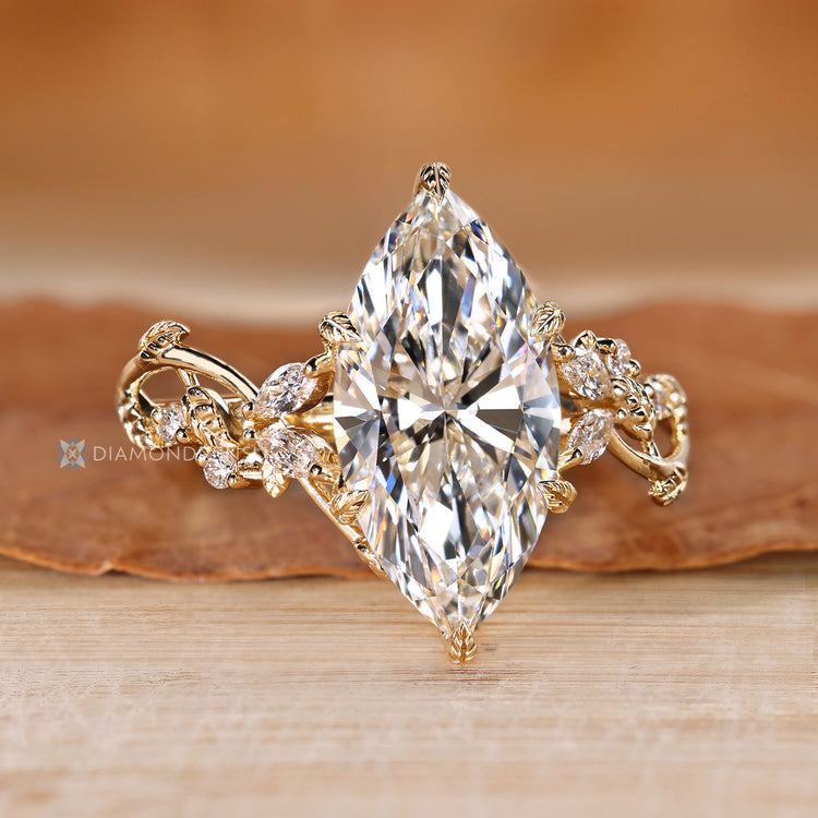 Cluster setting paired with six leaf style prong setting.