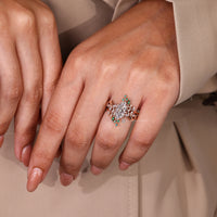 Nature inspired style with six leaf style prong setting.