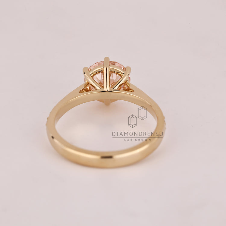 IGI certified lab grown diamond complements the pave style.