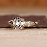 Handmade Cushion Old Mine Cut Diamond Engagement Ring.
