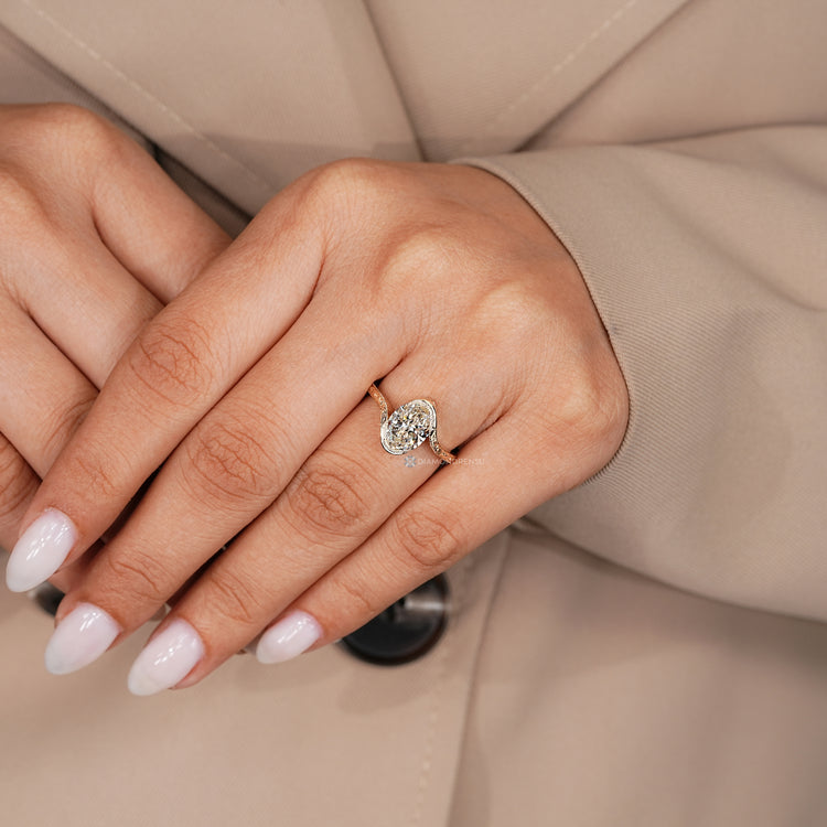 IGI certified lab grown diamond Art Deco ring.