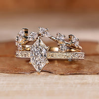 Dutch Marquise bridal set with vintage style details.