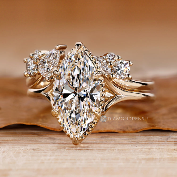 Marquise bridal set with an open gap.