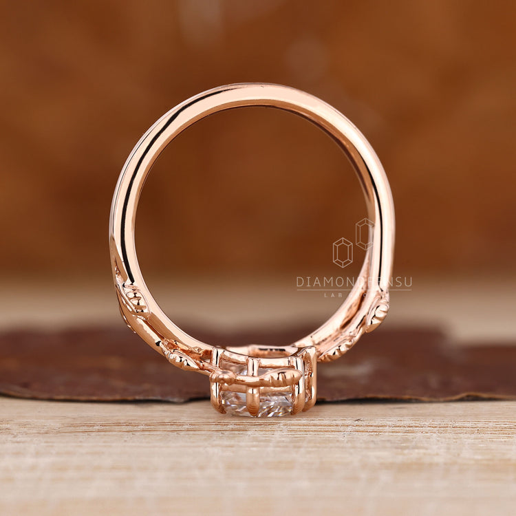 Diamondrensu handmade coffin ring with solitaire setting.