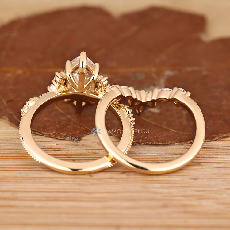 Stackable band completes this bridal set.