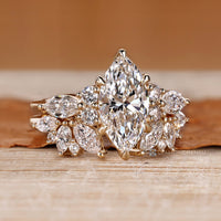 Handmade marquise ring with seven stone style.