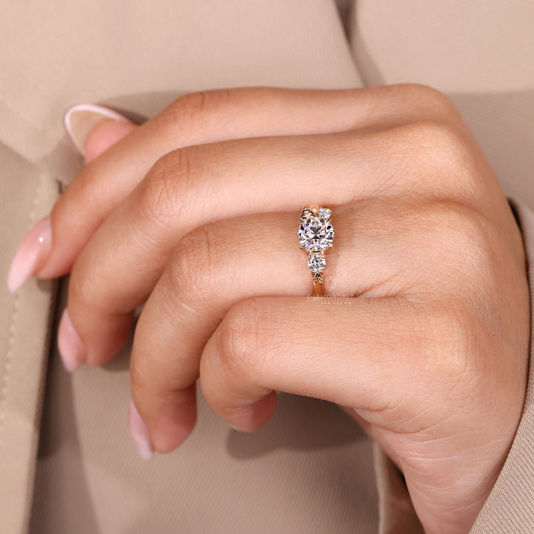 Handmade engagement ring with round old European cut diamond.
