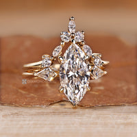 Tapered shank complements the three stone style.