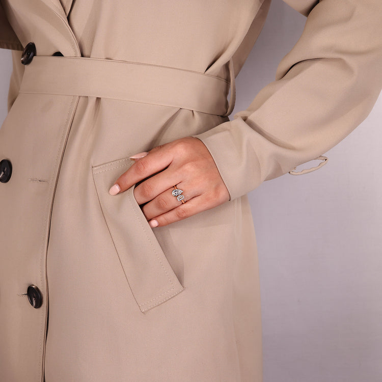 Handmade pear emerald toi et moi engagement ring IGI certified.