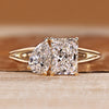 Two stone engagement ring with pear and radiant stones.