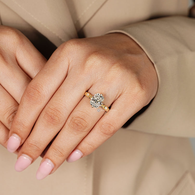 IGI certified lab grown cushion cut diamond ring.