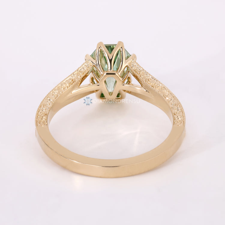 Coffin cut diamond ring with hidden round cut citrine and amethyst gemstones.