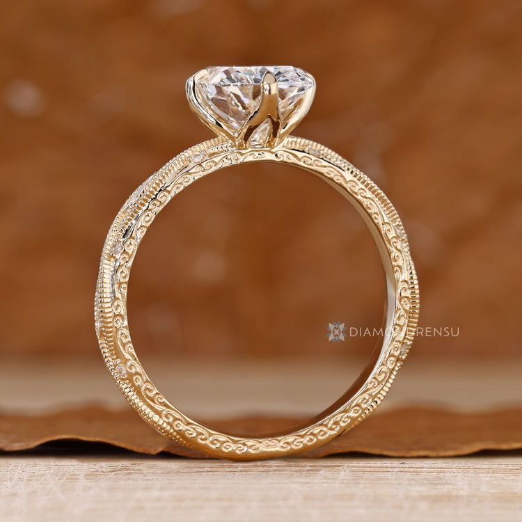 Vintage style Art Deco cushion cut diamond ring.